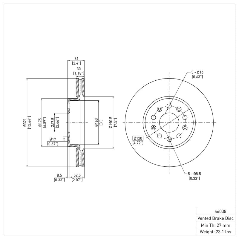 DFC 14-20 Cadillac CTS Front Brake Rotor