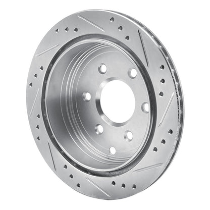 R1 Concepts R1 05-25 Nissan Frontier Rear Left Drilled & Slotted Silver Brake Rotor