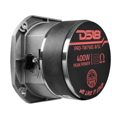 DS18 4in Super Bullet Tweeter 200 Watts RMS 1.5in Titanium Vc 8 ohm Silver