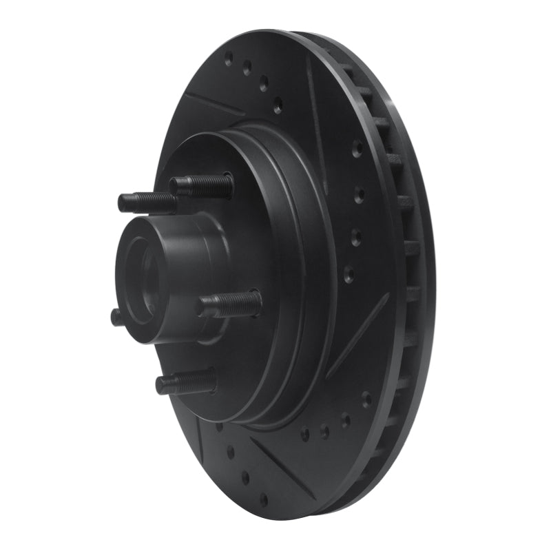 R1 Concepts R1 84-87 Lincoln CONTINENTAL Front Right Drilled & Slotted Black Brake Rotor