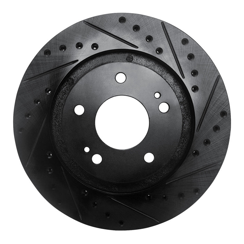 R1 Concepts R1 05-22 Mitsubishi Outlander PHEV Front Right Drilled & Slotted Black Brake Rotor