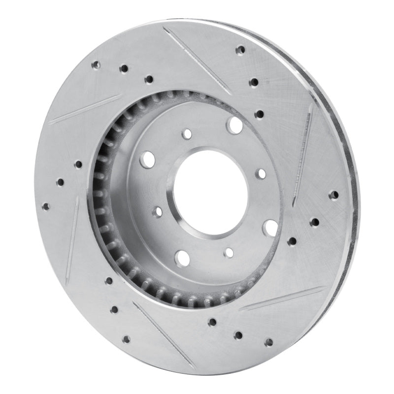 R1 Concepts R1 92-96 Honda Prelude Front Left Drilled & Slotted Silver Brake Rotor