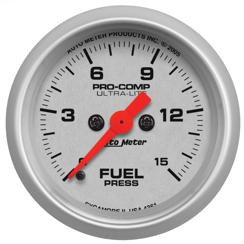 Autometer Ultra-Lite 2-1/16in 15psi Fuel Pressure Gauge - Digital Stepper Motor
