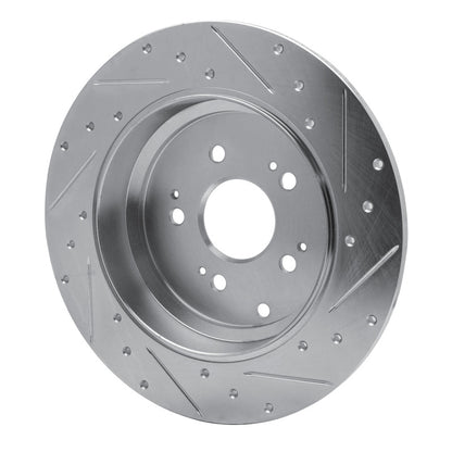 R1 Concepts R1 07-17 Acura MDX Rear Left Drilled & Slotted Silver Brake Rotor