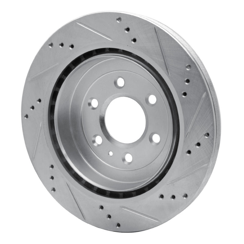 R1 Concepts R1 04-09 Cadillac SRX Rear Left Drilled & Slotted Silver Brake Rotor