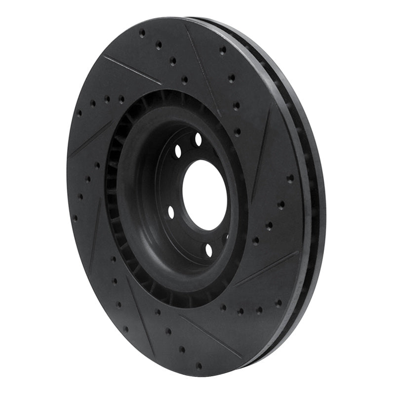 R1 Concepts R1 08-11 Saab 9-3 Front Left Drilled & Slotted Black Brake Rotor
