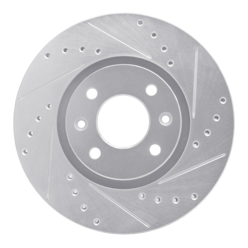 R1 Concepts R1 88-89 Eagle Medallion Front Right Drilled & Slotted Silver Brake Rotor
