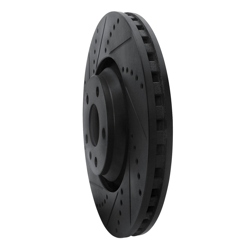 R1 Concepts R1 08-11 Audi TT Quattro Front Left Drilled & Slotted Black Brake Rotor