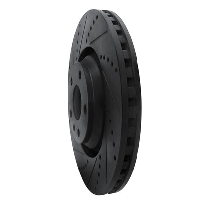 R1 Concepts R1 08-11 Audi TT Quattro Front Left Drilled & Slotted Black Brake Rotor
