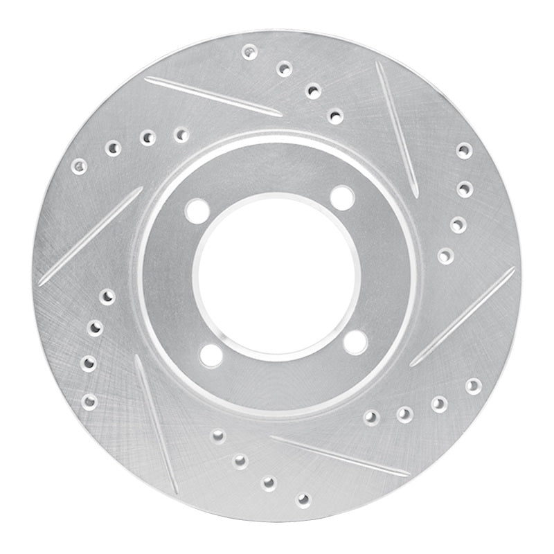 R1 Concepts R1 84-87 Toyota Cressida Front Right Drilled & Slotted Silver Brake Rotor