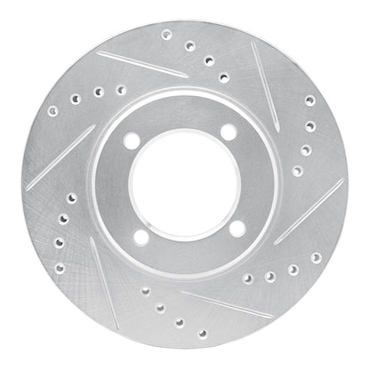 R1 Concepts R1 84-87 Toyota Cressida Front Right Drilled & Slotted Silver Brake Rotor