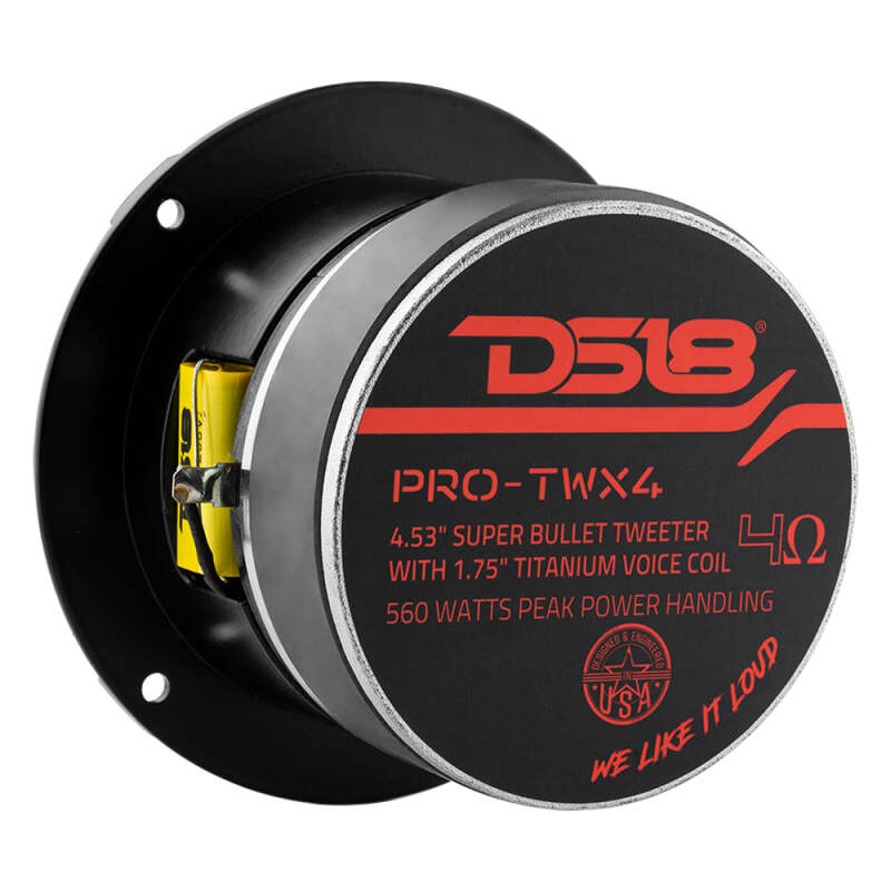 DS18 4.5in Super Bullet Tweeter 280 Watts RMS 1.75in Titanium Vc 4 ohm
