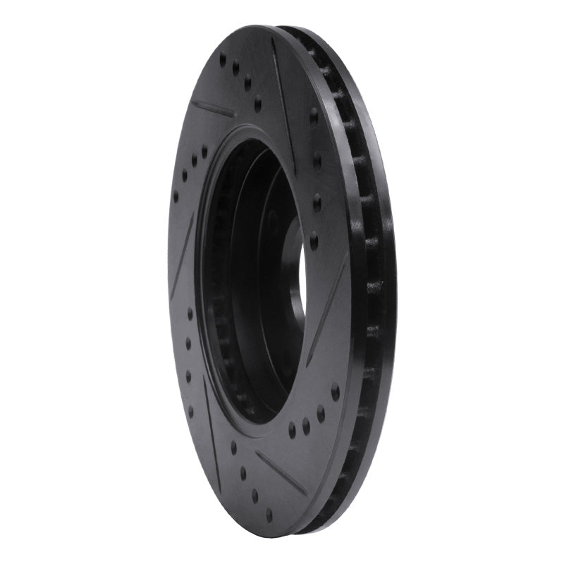 R1 Concepts R1 00-15 Ford Focus Front Left Drilled & Slotted Black Brake Rotor