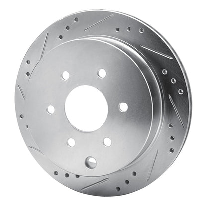 R1 Concepts R1 05-25 Nissan Frontier Rear Left Drilled & Slotted Silver Brake Rotor