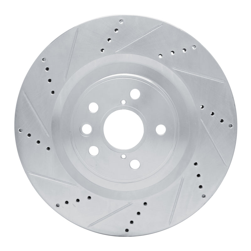 R1 Concepts R1 13-25 Lexus RC300 Left Front Drilled & Slotted Silver Brake Rotor