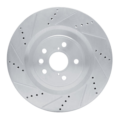 R1 Concepts R1 13-25 Lexus RC300 Left Front Drilled & Slotted Silver Brake Rotor