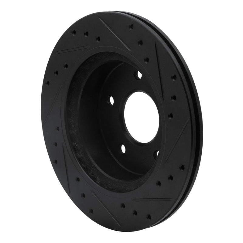 R1 Concepts R1 87-89 Nissan 300ZX Turbo Rear Left Drilled & Slotted Black Brake Rotor