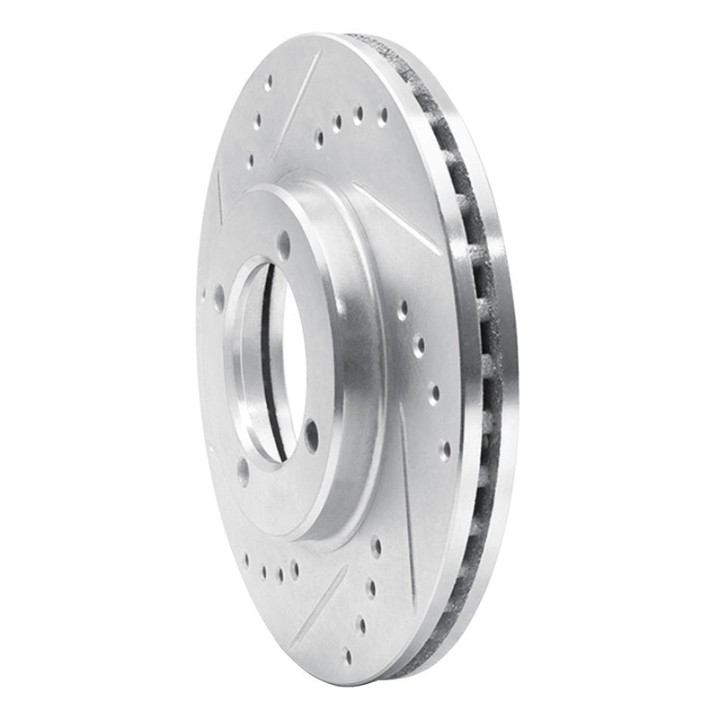 R1 Concepts R1 84-87 Toyota Cressida Front Left Drilled & Slotted Silver Brake Rotor