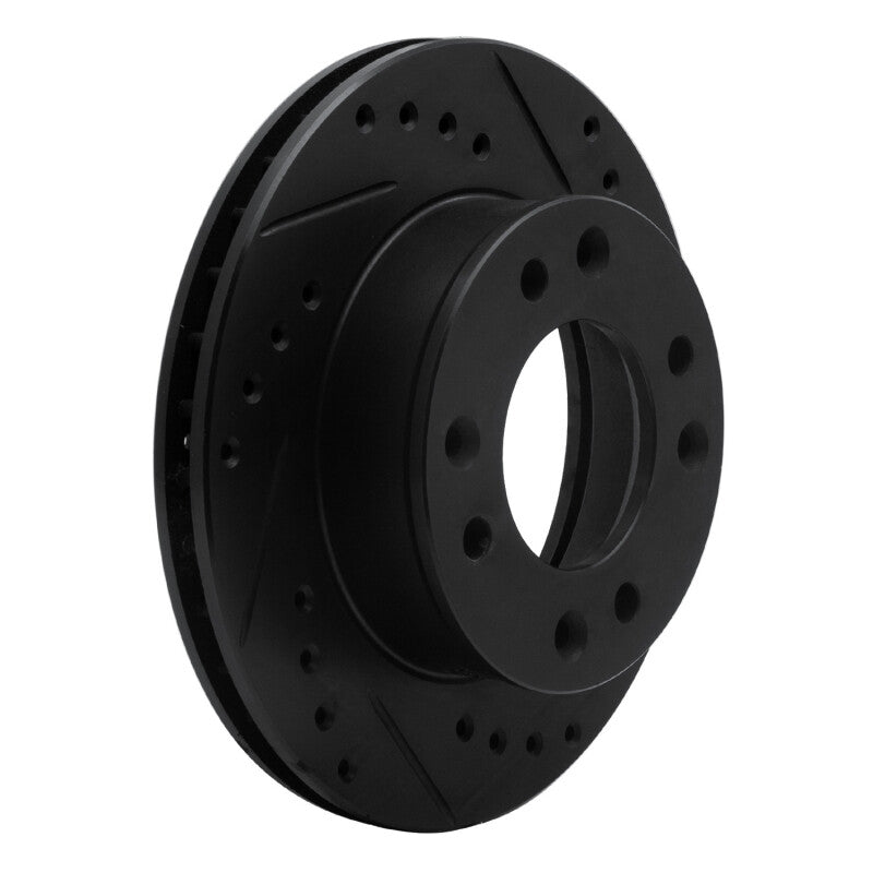 R1 Concepts R1 86-88 Mazda RX-7 Front Right Drilled & Slotted Black Brake Rotor