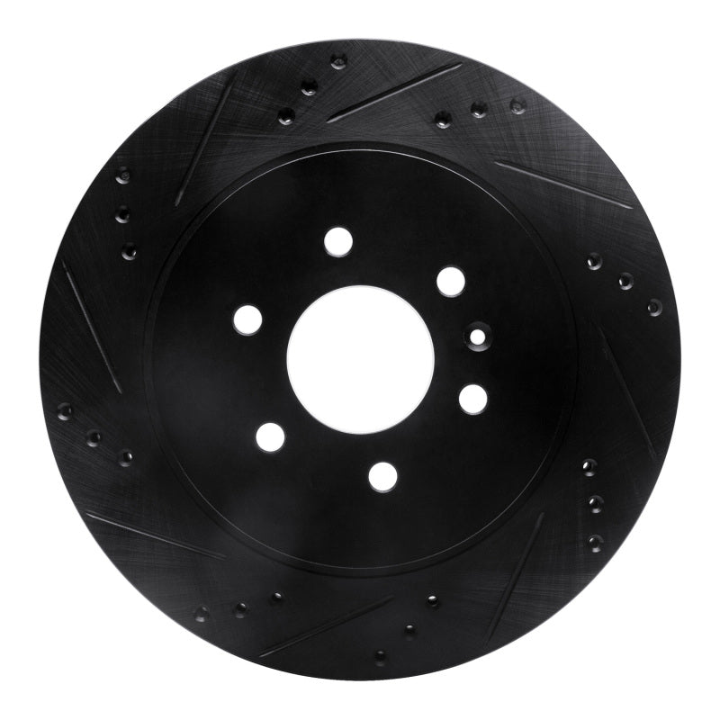 R1 Concepts R1 04-09 Cadillac SRX Rear Left Drilled & Slotted Black Brake Rotor