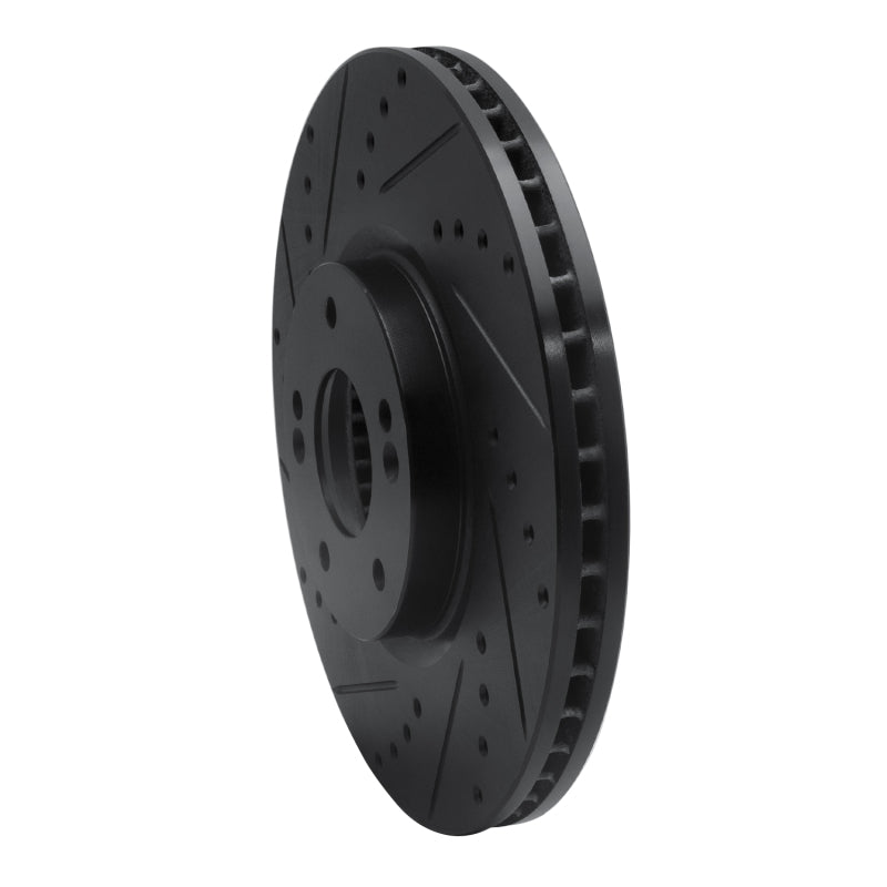 R1 Concepts R1 07-12 Hyundai Veracruz Front Left Drilled & Slotted Black Brake Rotor