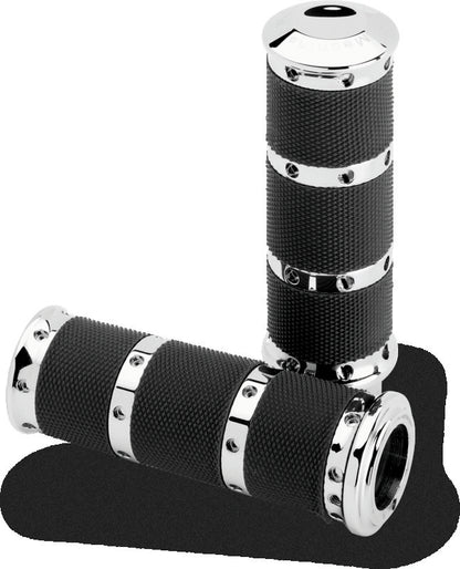 Performance Machine Handle Grip Set- XL Rubber 2K8 - Chrome