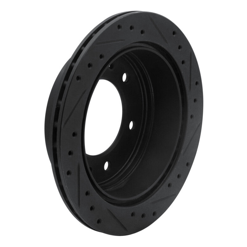 R1 Concepts R1 88-95 Nissan Pathfinder Rear Right Drilled & Slotted Black Brake Rotor