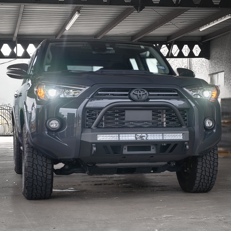 Cali Raised LED Cali Raised 14-24 Toyota 4Runner Stealth Bumper - Bull Bar / 32In Led Bar Spot W/ Small Switch