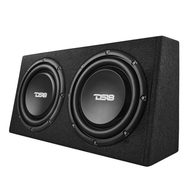DS18 Dual 10in Shallow Enclosure w/ Subwoofer 350 Watts RMS Sealed Black Carpet Amplified