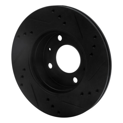 R1 Concepts R1 00-02 Hyundai Accent Front Left Drilled & Slotted Black Brake Rotor