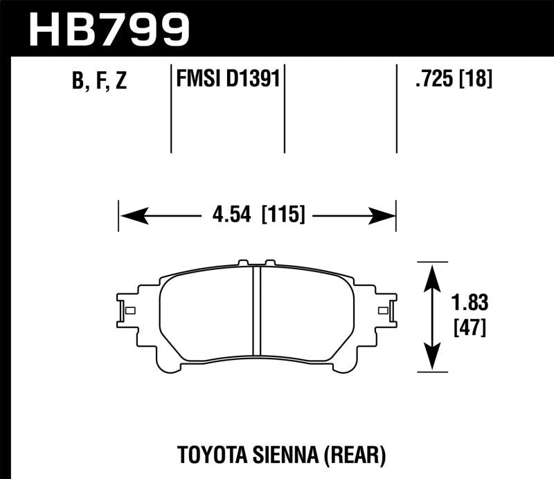 Hawk Performance Hawk 14-16 Toyota Highlander HPS Rear Brake Pads