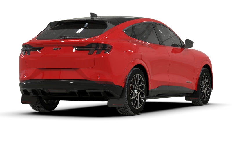Rally Armor 21-26 Ford Mustang Mach-E/GT/Rally Black Mud Flap w/White Logo