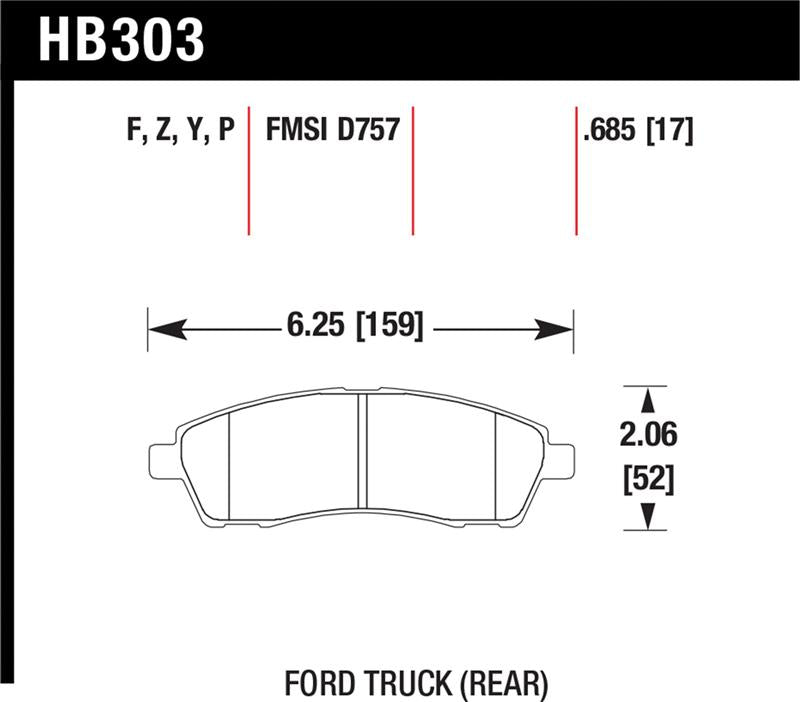 Hawk Performance Hawk 99-05 Cadillac Excursion / 99-04 Ford F-250/F-350 Super Duty Pickup Rear LTS Street Brake Pads