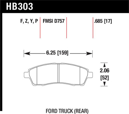 Hawk Performance Hawk 99-05 Cadillac Excursion / 99-04 Ford F-250/F-350 Super Duty Pickup Rear LTS Street Brake Pads