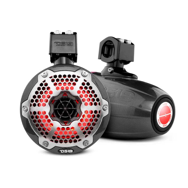 DS18 Marine And Psports With Built In 6.5in 1in Driver 150 Watts RMS RGB LED Lights Black Crbn Fiber