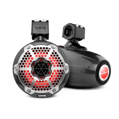 DS18 Marine And Psports With Built In 6.5in 1in Driver 150 Watts RMS RGB LED Lights Black Crbn Fiber
