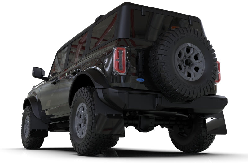 Rally Armor 21-25 Ford Bronco (Steel Bmpr - NO Rptr/Sprt - NO RR/RB) Blk Mud Flap w/Area Blue Logo