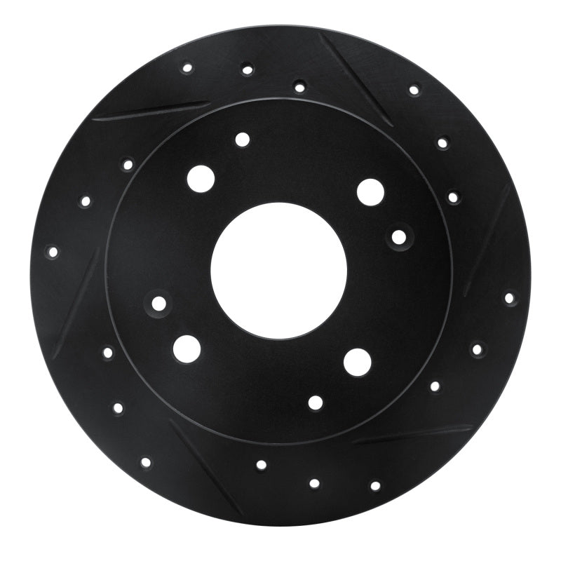 R1 Concepts R1 95-98 Acura TL Rear Right Drilled & Slotted Black Brake Rotor