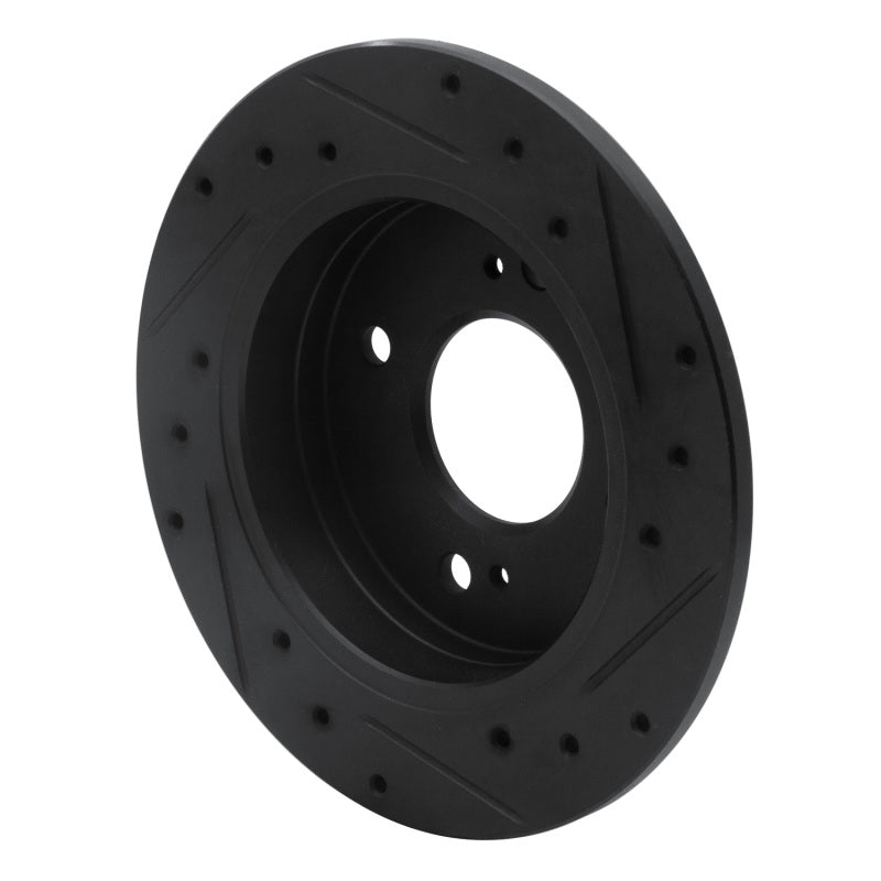 R1 Concepts R1 82-88 Nissan 280ZX Rear Left Drilled & Slotted Black Brake Rotor