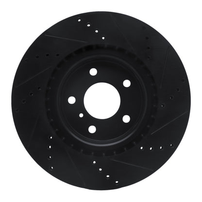 R1 Concepts R1 03-08 Infiniti G35 Front Left Drilled & Slotted Black Brake Rotor