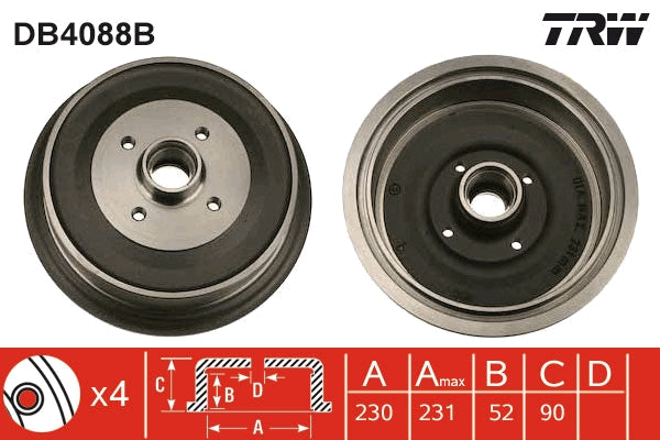 TRW MOTO DB4088B Brake Drum