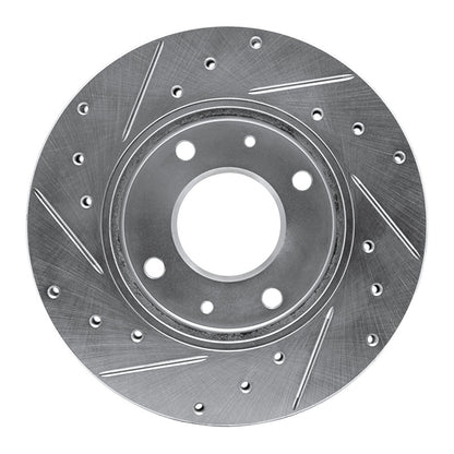 R1 Concepts R1 88-07 Dodge Colt Front Right Drilled & Slotted Silver Brake Rotor