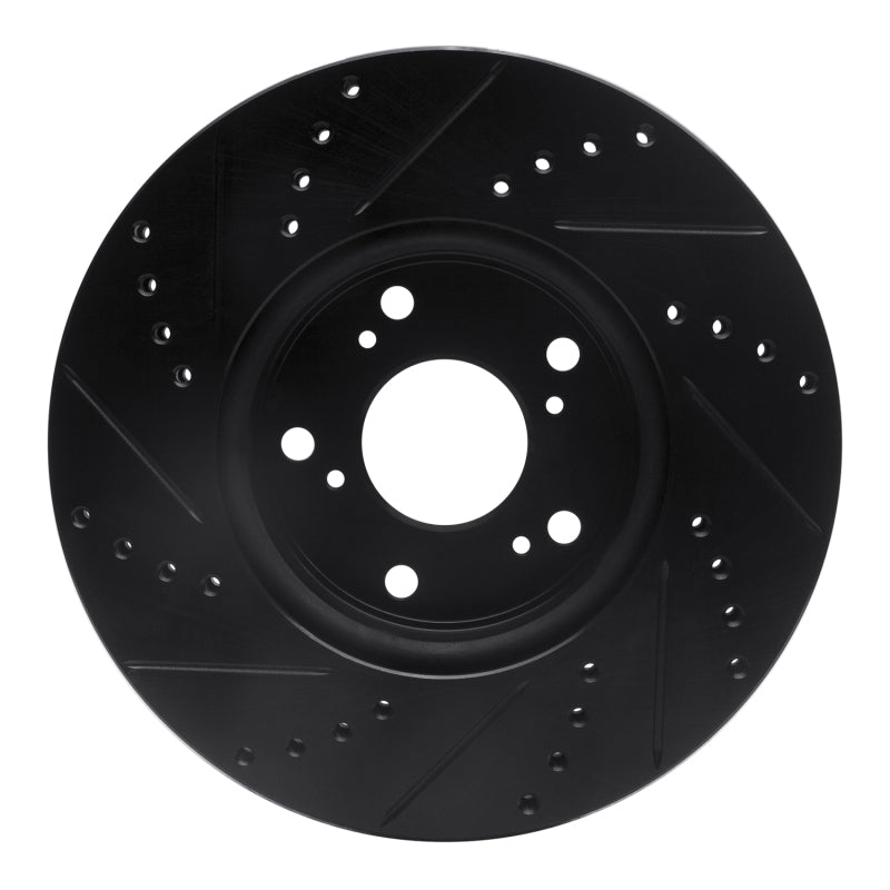 R1 Concepts R1 13-22 Honda Accord Coupe Front Right Drilled & Slotted Black Brake Rotor