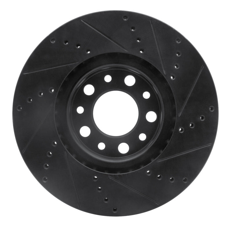 R1 Concepts R1 2013-2023 Chrysler 200 Front Left Drilled & Slotted Black Brake Rotor