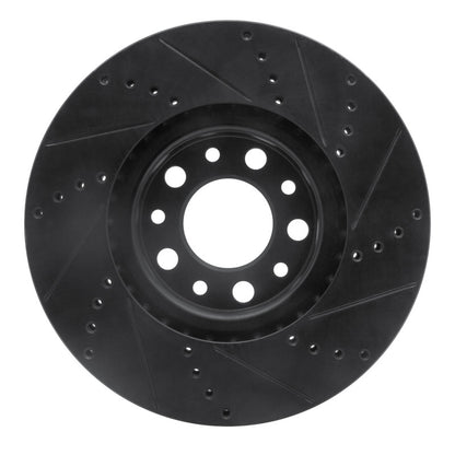 R1 Concepts R1 2013-2023 Chrysler 200 Front Left Drilled & Slotted Black Brake Rotor