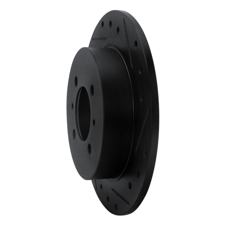 R1 Concepts R1 91-94 Nissan Sentra Rear Right Drilled & Slotted Black Brake Rotor
