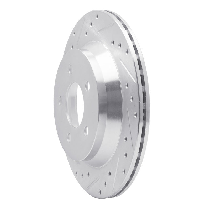 R1 Concepts R1 94-04 Ford Mustang Rear Left Drilled & Slotted Silver Brake Rotor