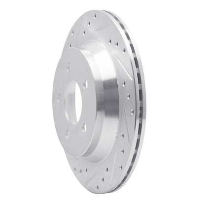 R1 Concepts R1 94-04 Ford Mustang Rear Left Drilled & Slotted Silver Brake Rotor