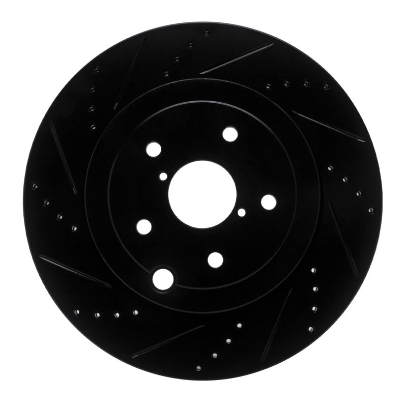 R1 Concepts R1 18-25 Subaru WRX Rear Left Drilled & Slotted Black Brake Rotor