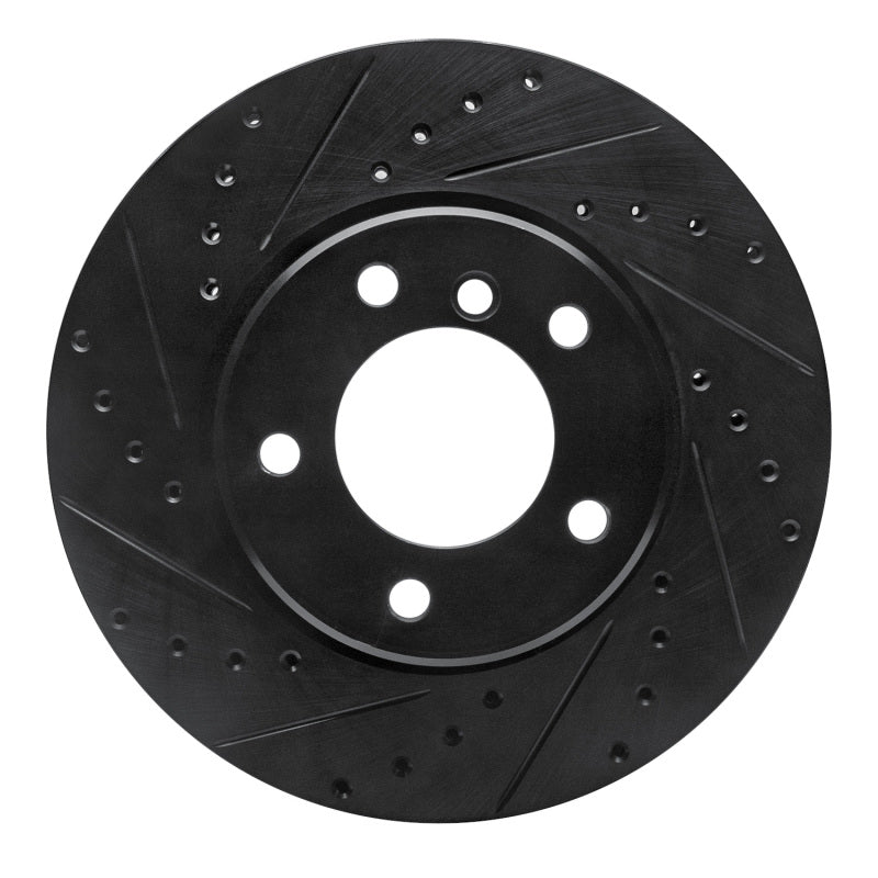 R1 Concepts R1 04-10 BMW 525i (Mexico) Front Left Drilled & Slotted Black Brake Rotor